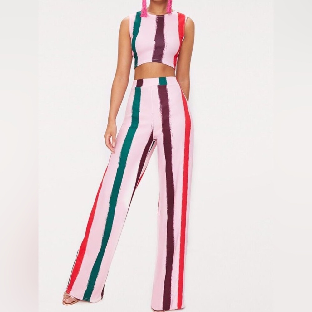 NWT PLT Co-ord Pink Striped Top and Pants Set